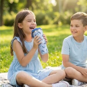 Disney Blue Floral Kids Tumbler with Navy Lid